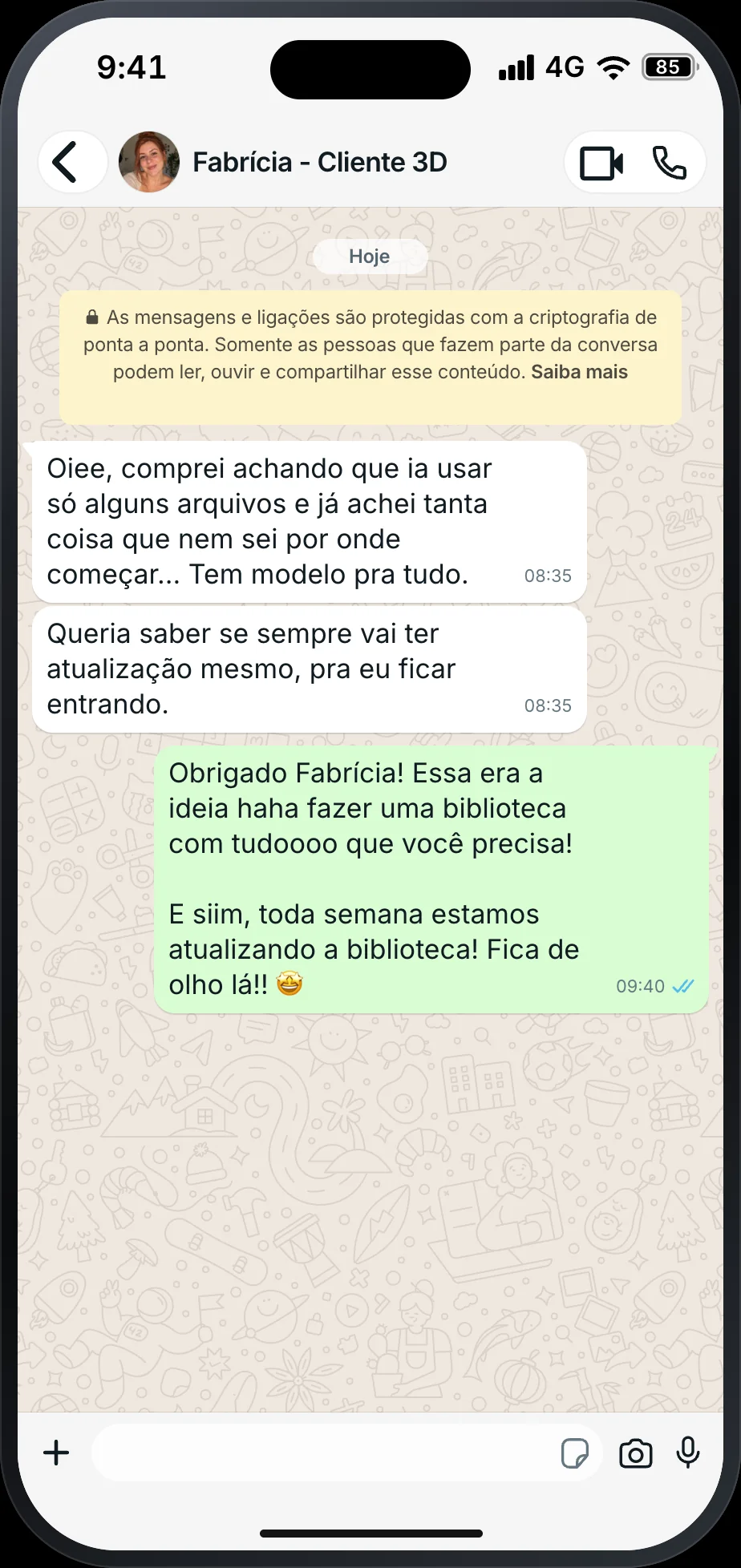 Depoimento de cliente da Biblioteca Pronta 3D