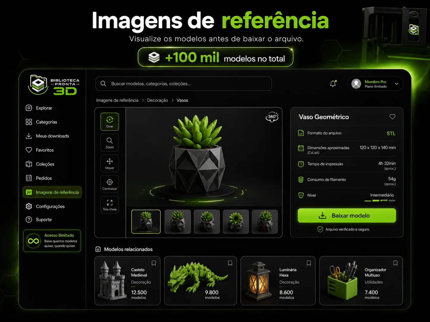 Imagens de referência dos modelos 3D